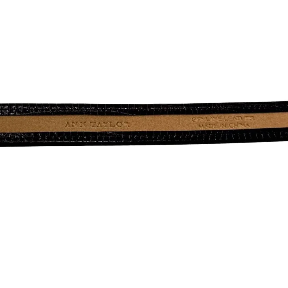 Ann Taylor Leather Belt Womens Medium Calf Hair Leopard Print Gold Tone Thin